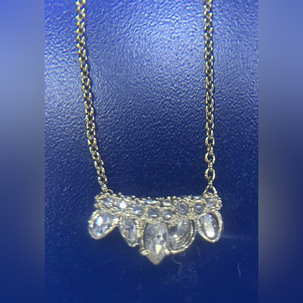 Alexis Bittar Gold-tone and Clear Crystal Necklace 16" long with 3" extender